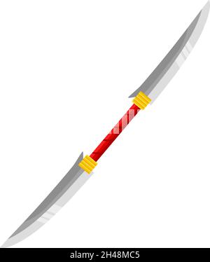 Dobule blade sword, illustration, vector on a white background. Stock Vector
