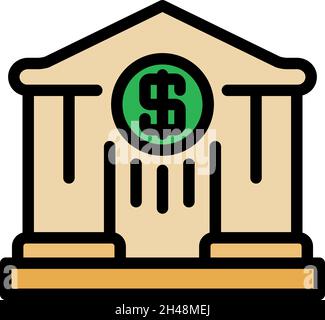 Invest bank icon. Outline invest bank vector icon color flat isolated Stock Vector