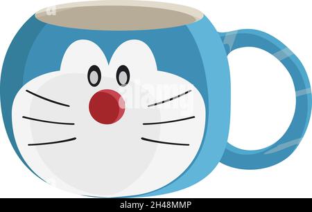 Doraemon cup, illustration, vector on a white background. Stock Vector