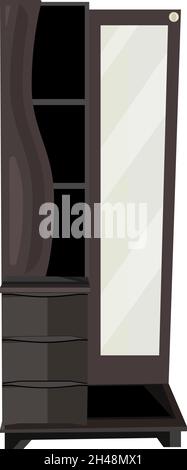 Dressing table with mirror, illustration, vector on a white background. Stock Vector