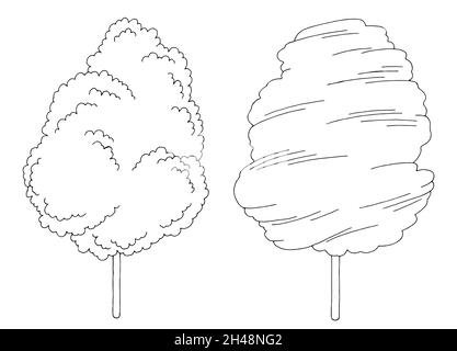 Cotton candy graphic black white isolated sketch illustration vector Stock Vector