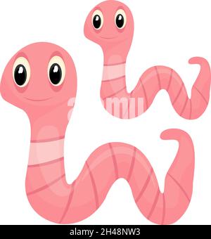 Earth worms, illustration, vector on a white background. Stock Vector