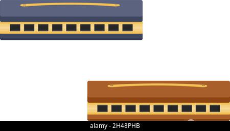 Mouth harmonica, illustration, vector on a white background. Stock Vector