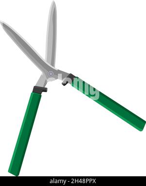 Green trimmer scissors, illustration, vector on a white background. Stock Vector