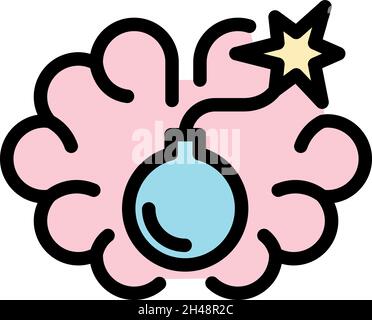 Bomb tension icon. Outline bomb tension vector icon color flat isolated Stock Vector