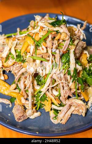 A delicious Chinese Cantonese dish, white sliced shredded chicken Stock Photo