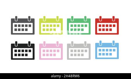 Calendar Icon Set. Set of isolated vector editable color calendar icons Stock Vector