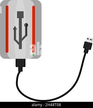 External hard disk, illustration, vector on a white background. Stock Vector