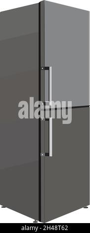 Black fridge, illustration, vector on a white background. Stock Vector