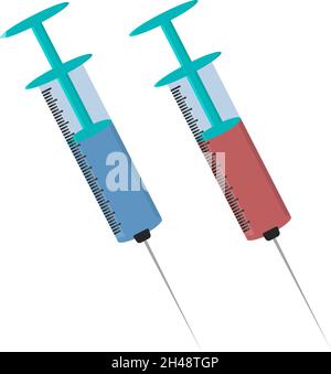 Injections with fluids, illustration, vector on a white background. Stock Vector