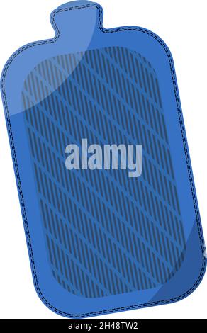 Blue hot water bag, illustration, vector on a white background. Stock Vector