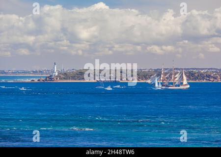 The Tall Ships Leave Melbourne Australia Stock Photo