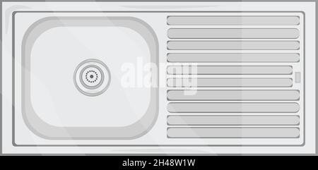Kitchen sink, illustration, vector on a white background. Stock Vector