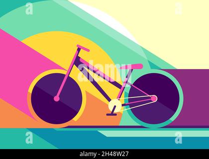 Banner with road bike. Placard design in flat style. Stock Vector