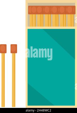 Matches in box, illustration, vector on a white background. Stock Vector