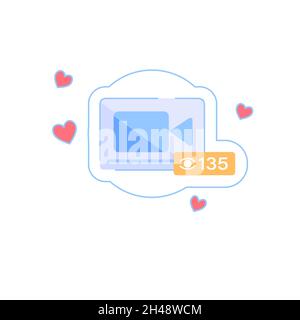 Flat cartoon stylized image of video camera,social media vlog vector illustration concept Stock Vector