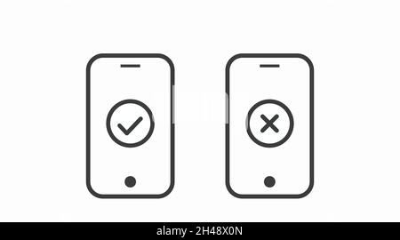 Mobile or Smartphone Icon Set. Vector flat editable black and white illustration set Stock Vector