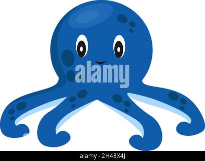Blue octopus, illustration, vector on a white background. Stock Vector