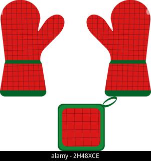 Oven gloves, illustration, vector on a white background. Stock Vector