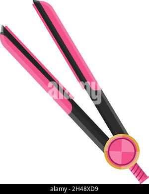 Pink hair straightener, illustration, vector on a white background. Stock Vector