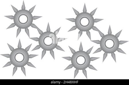 Ninja star, illustration, vector on a white background. Stock Vector