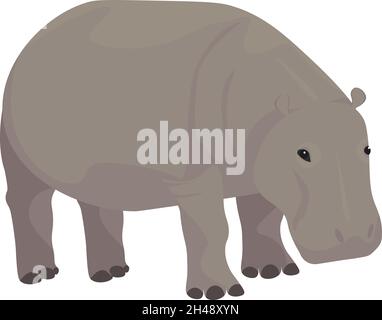 Hippopotamus animal, illustration, vector on a white background. Stock Vector
