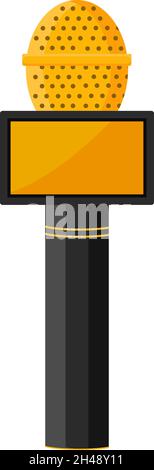 Yellow mic, illustration, vector on a white background. Stock Vector