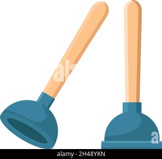 Blue plunger, illustration, vector on a white background. Stock Vector