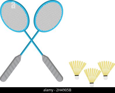 Badminton rackets, illustration, vector on a white background. Stock Vector