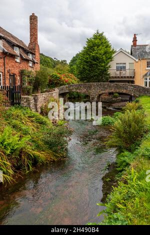 Cottage and Bridge at Allerford, Somerset, UK Stock Photo