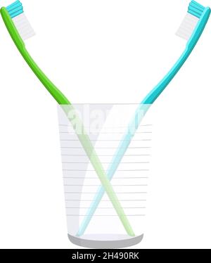 Toothbrush in glass, illustration, vector on a white background. Stock Vector
