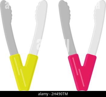 Kitchen tongs, illustration, vector on a white background. Stock Vector