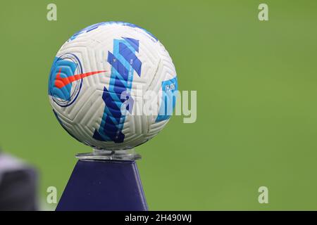 Official Nike Serie A Matchball during the Serie A 2021/22 football match between FC Internazionale and Udinese Calcio at Giuseppe Meazza Stadium, Milan, Italy on October 31, 2021 Stock Photo