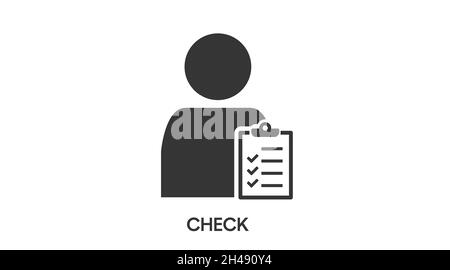 Check List Icon. Vector isolated black and white flat illustration Stock Vector