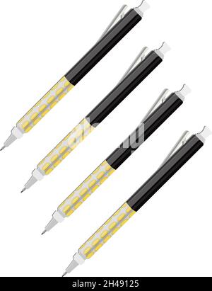Four pens, illustration, vector on a white background. Stock Vector