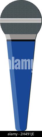 Blue microphone, illustration, vector on a white background. Stock Vector