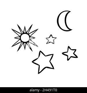 Esoteric symbols of the star. Celestial signs. Vector illustration. Stock Vector