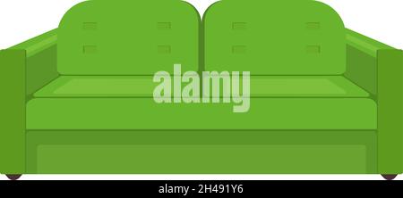 Green sofa, illustration, vector on a white background. Stock Vector