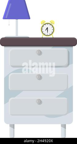 White nightstand, illustration, vector on a white background. Stock Vector