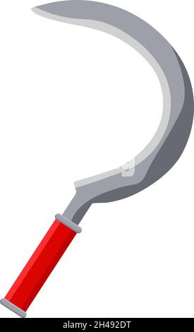 Gardening sickle, illustration, vector on a white background. Stock Vector