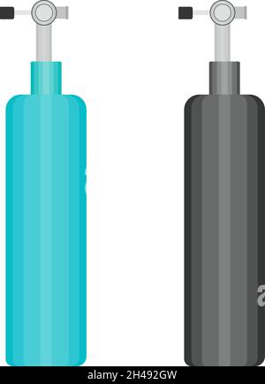 Oxygen cylinder, illustration, vector on a white background. Stock Vector