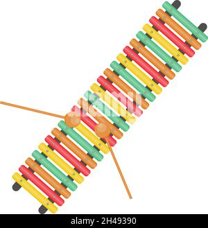 Xylophone instrument, illustration, vector on a white background. Stock Vector