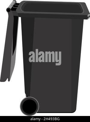 Black trash can, illustration, vector on a white background. Stock Vector