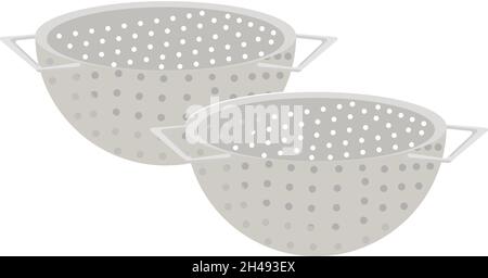 Grey strainer, illustration, vector on a white background. Stock Vector