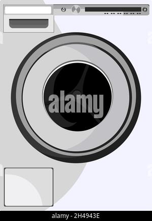 White washing machine, illustration, vector on a white background. Stock Vector