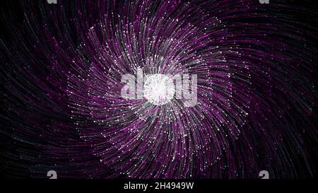 Abstract fireworks of multi-colored particles on black background. Animation. Seamless hypnotic colorful fireworks changes layers and colors. Stock Photo