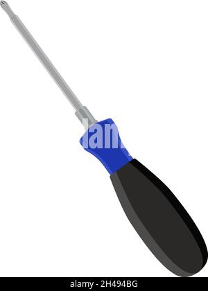 Blue screwdriver, illustration, vector on a white background. Stock Vector
