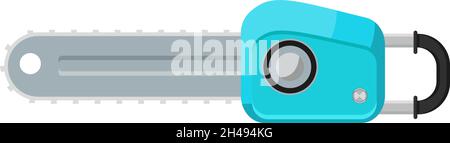 Blue chainsaw, illustration, vector on a white background. Stock Vector