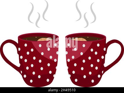 Red coffee cups, illustration, vector on a white background. Stock Vector