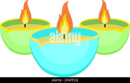 Three burning decorative candles, illustration, vector on a white background. Stock Vector